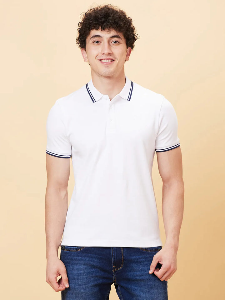 White Regular Fit Men's Polo T-Shirt