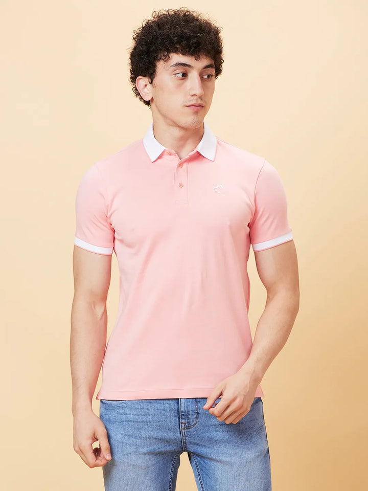 Pink Regular Fit Men's Polo T-Shirt