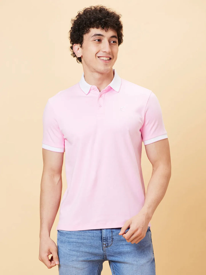 Pink Regular Fit Men's Polo T-Shirt