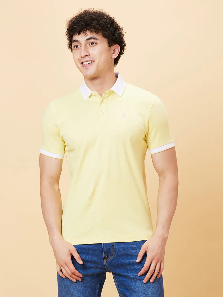 Yellow Regular Fit Men's Polo T-Shirt
