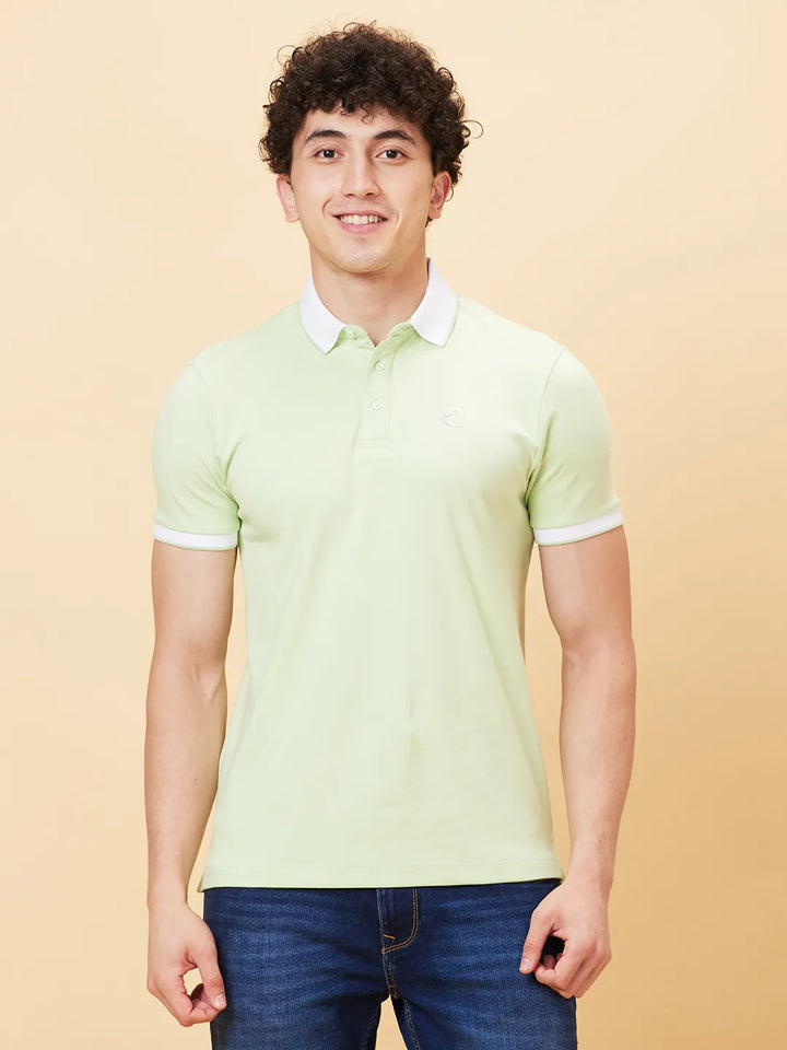 Green Regular Fit Men's Polo T-shirt