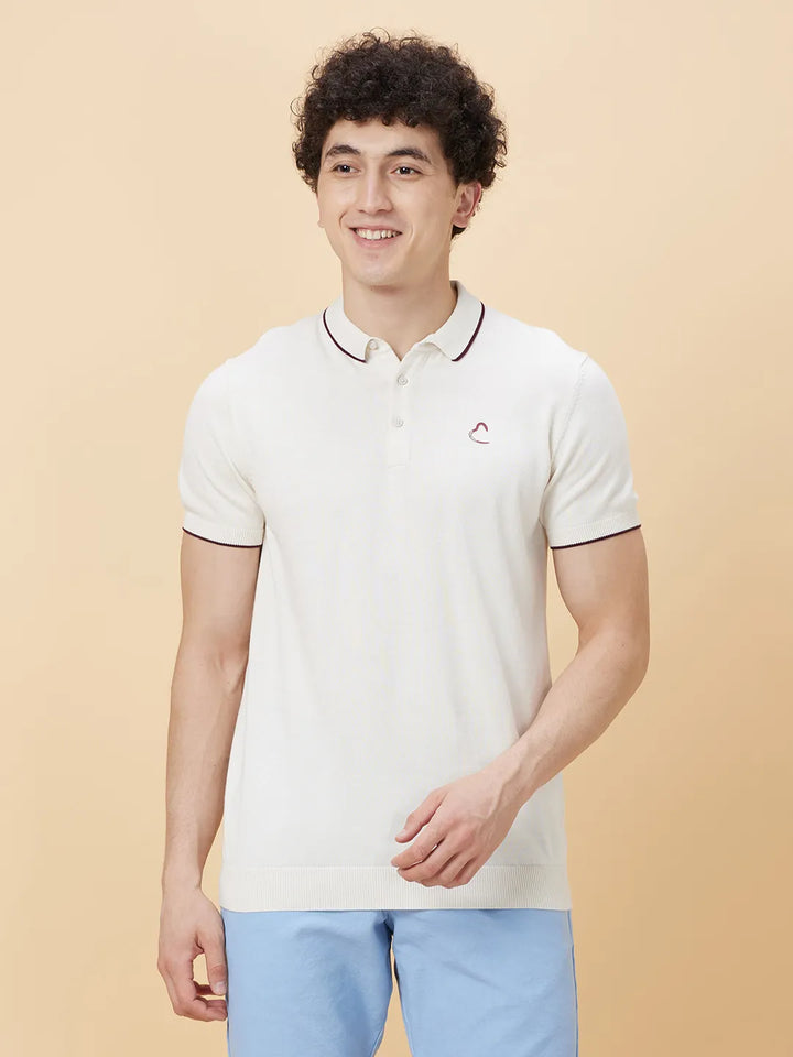 White Regular Fit Men's Polo T-shirt