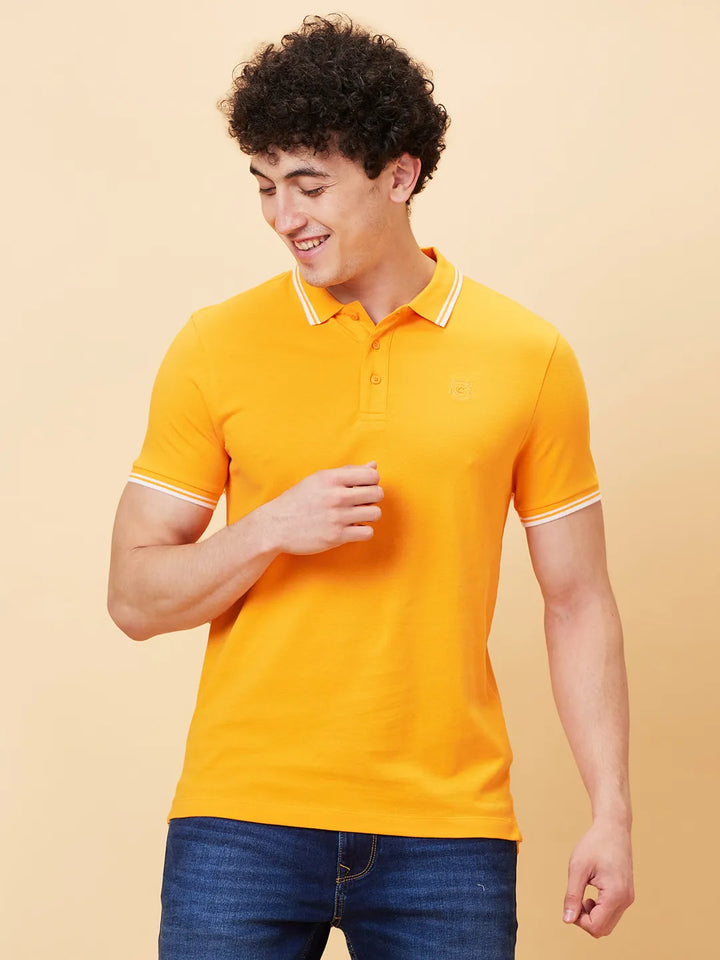Yellow Regular Fit Men's Polo T-shirt by Being Human Clothing