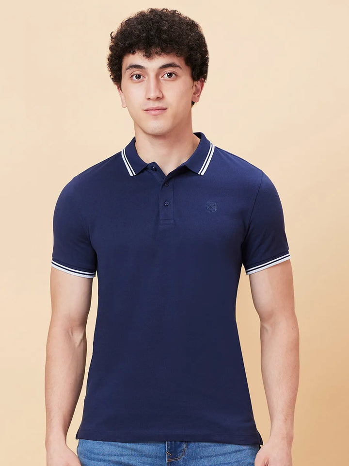 Navy Regular Fit Men's Polo T-shirt by Being Human Clothing