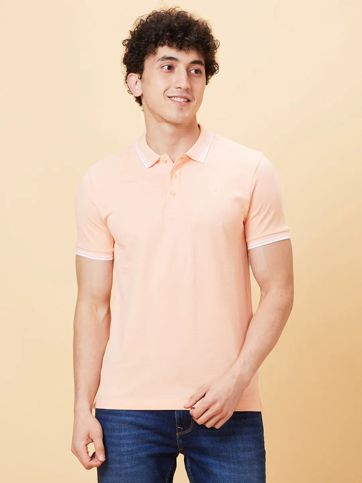 Orange Regular Fit Men's Polo T-shirt