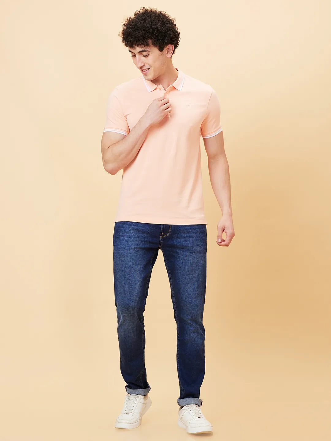 Being Human Clothing Men Regular Fit T-Shirts-Peach Parfait