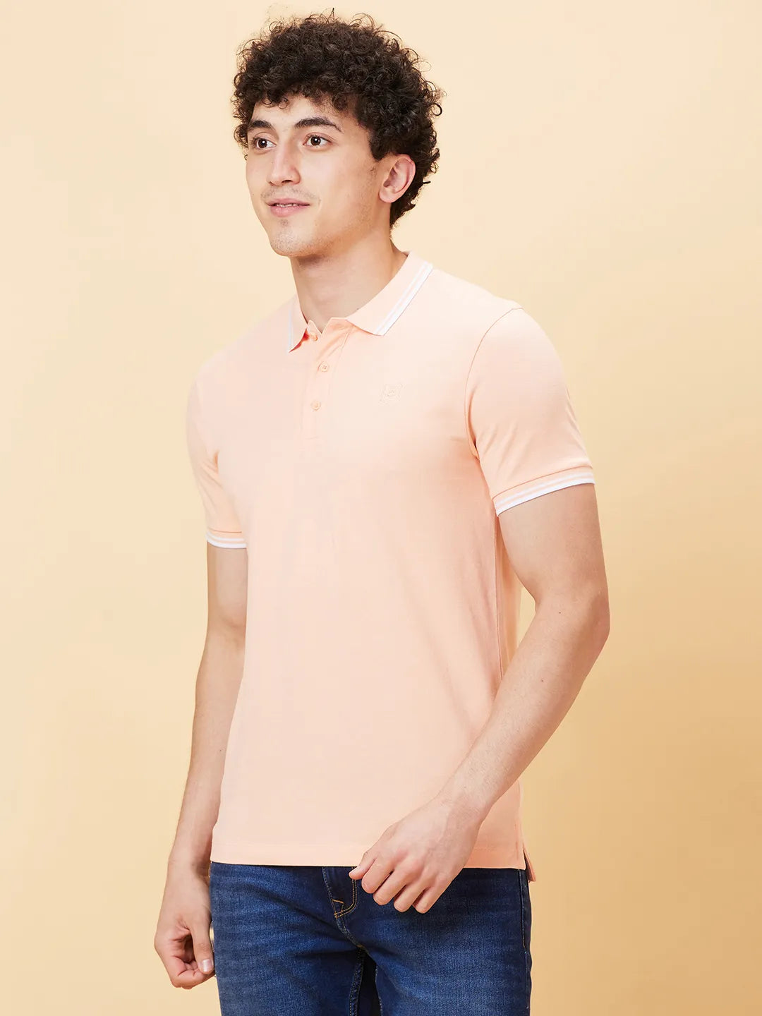 Being Human Clothing Men Regular Fit T-Shirts-Peach Parfait