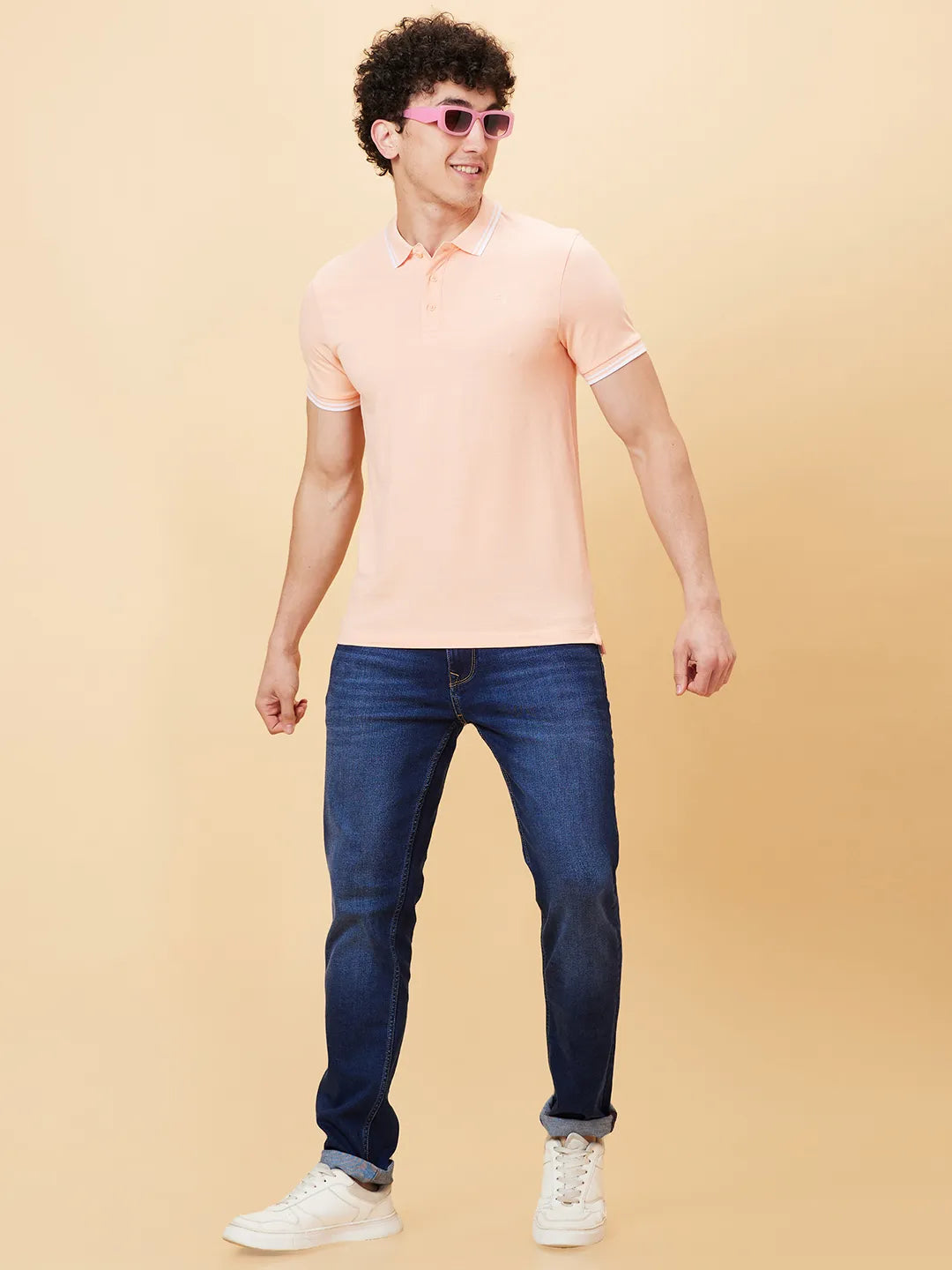 Being Human Clothing Men Regular Fit T-Shirts-Peach Parfait