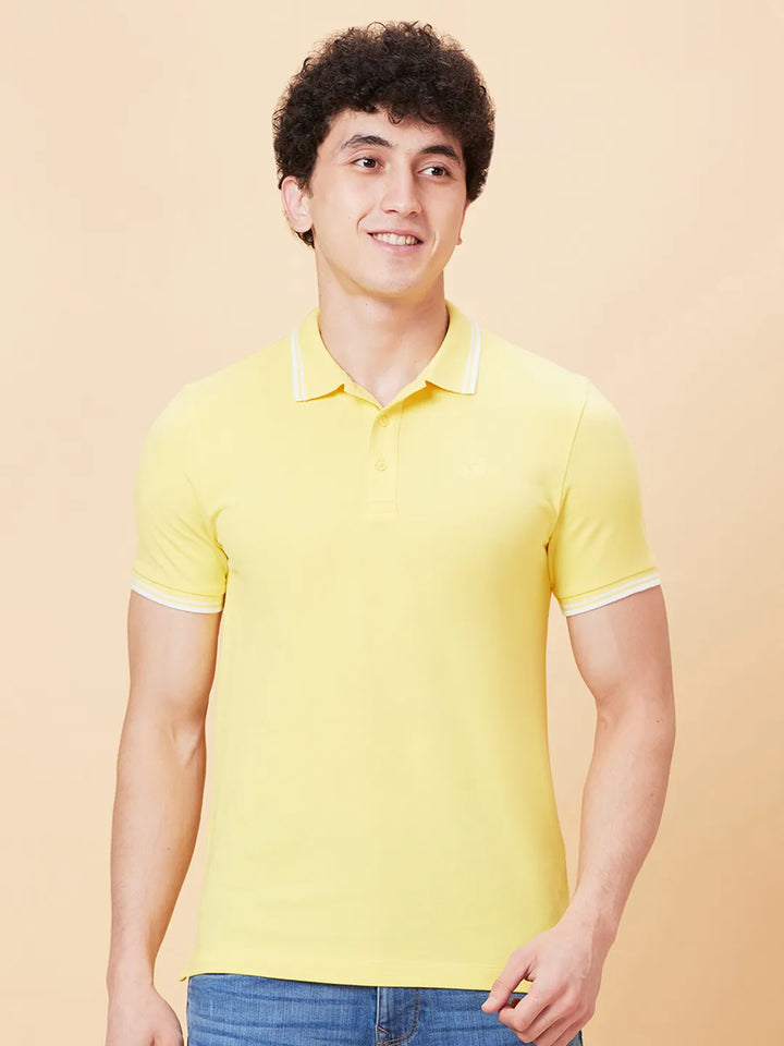 Yellow Regular Fit Men's Polo T-Shirt by Being Human Clothing