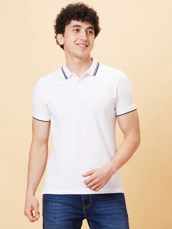 White Regular Fit Men's Polo T-Shirt