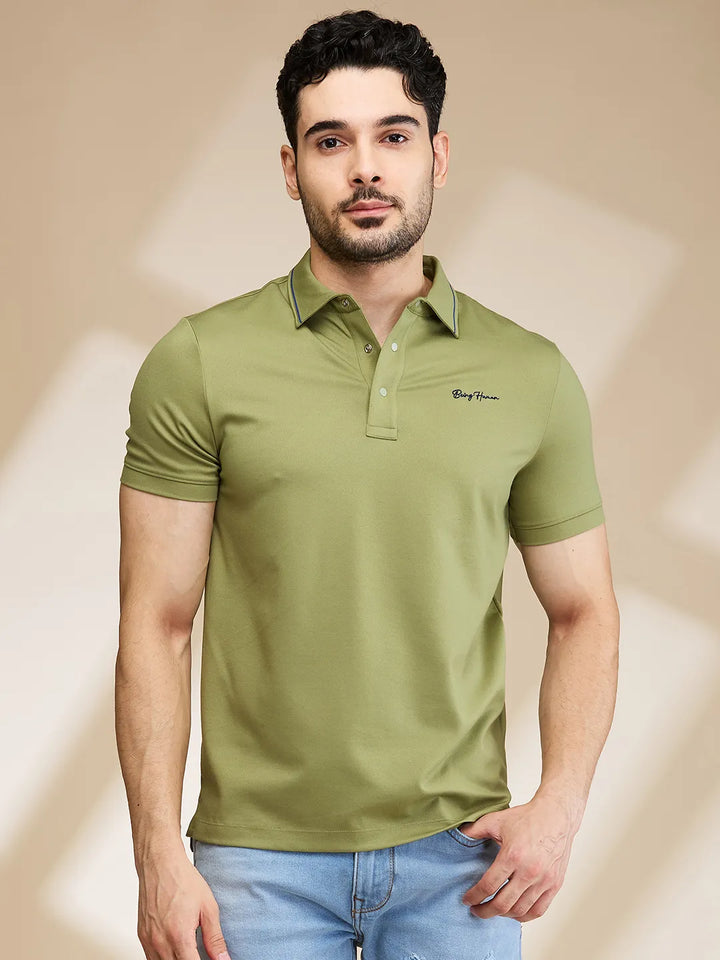Light Green Regular Fit Men's Polo T-Shirt
