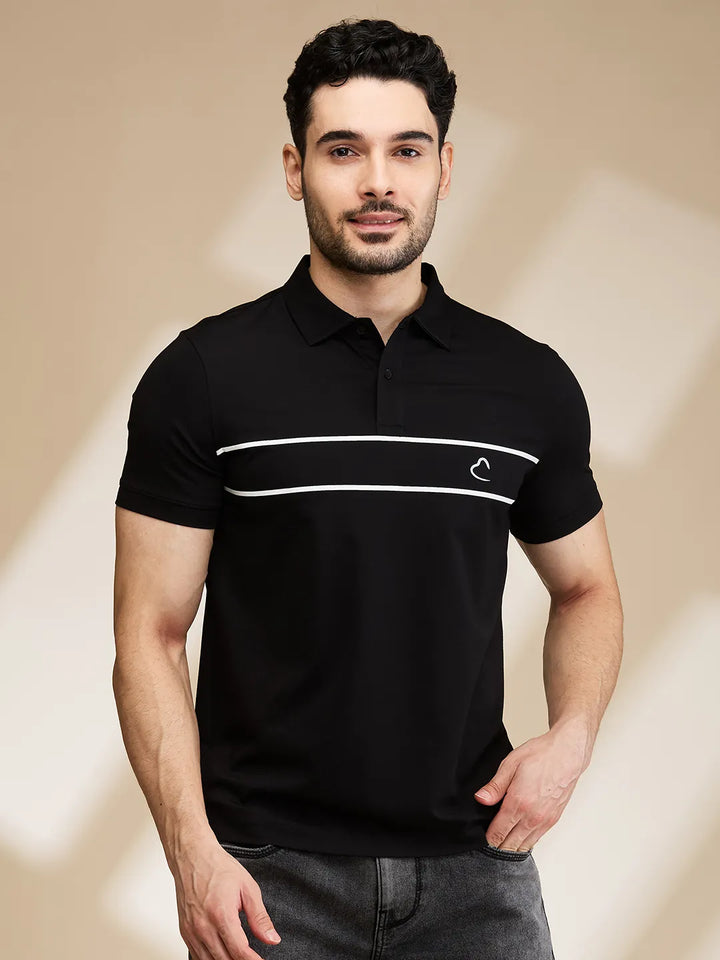 Black Regular Fit Men's Polo T-Shirt