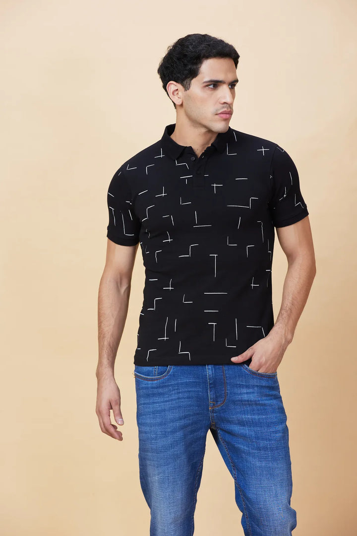 Black Regular Fit Men's Polo T-Shirt by Being Human Clothing