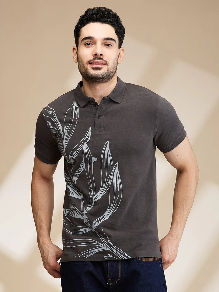 Charcoal Regular Fit Men's Polo T-Shirt