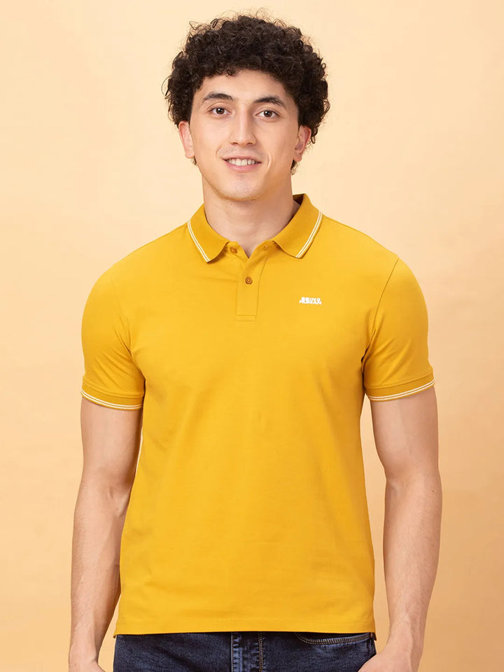 Mustard Regular Fit Men's Polo T-Shirt