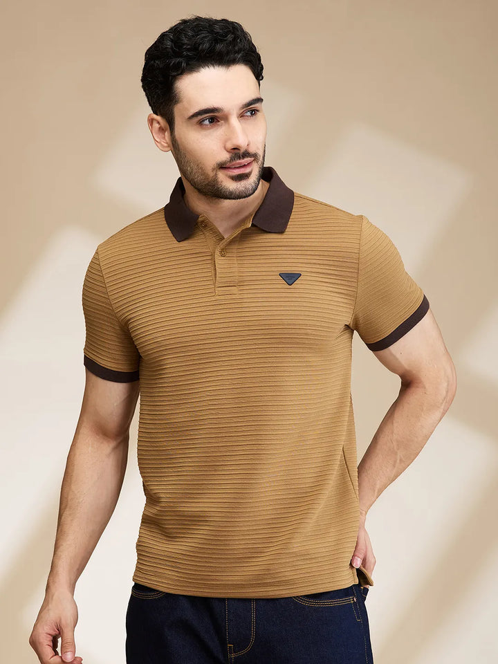 Brown Regular Fit Men's Polo T-Shirt