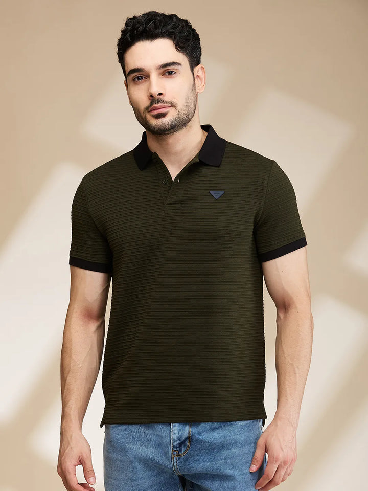 Dark Olive Regular Fit Men's Polo T-Shirt