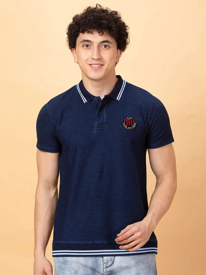 Dark Navy Easy Fit Men's Polo T-Shirt by Being Human Clothing