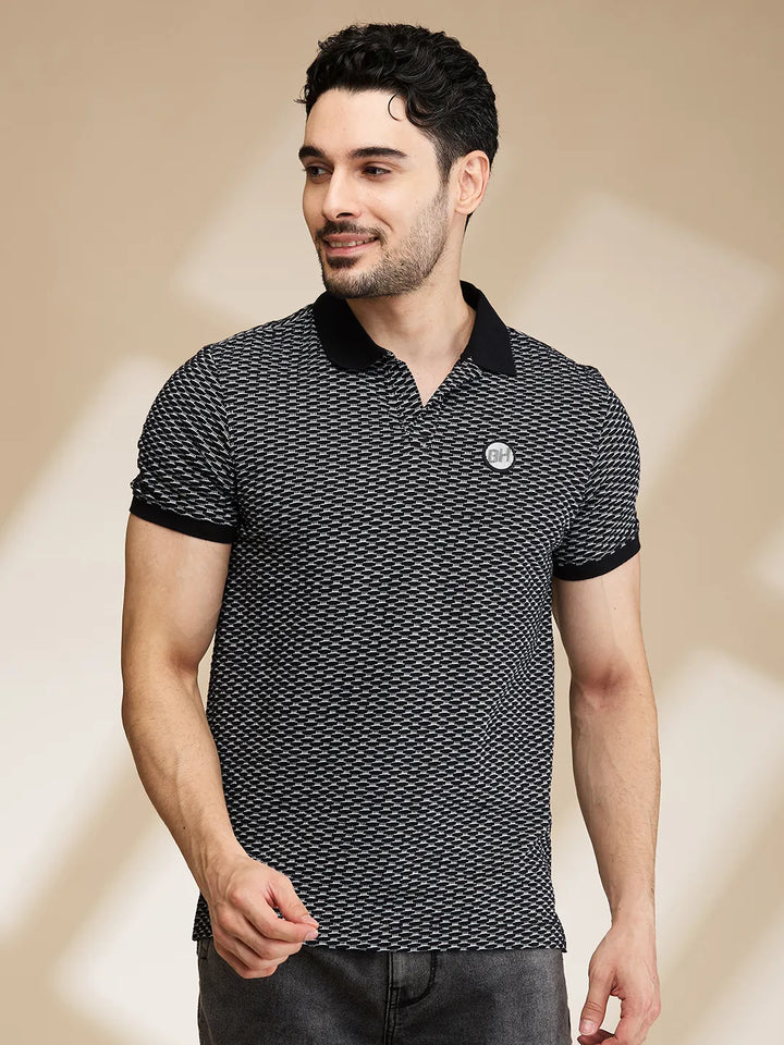 Black Regular Fit Men's Polo T-Shirt