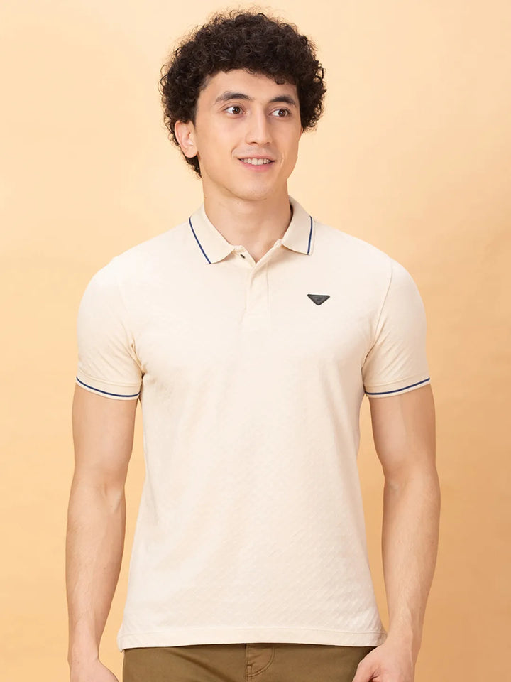 Off White Regular Fit Men's Polo T-Shirt by Being Human Clothing