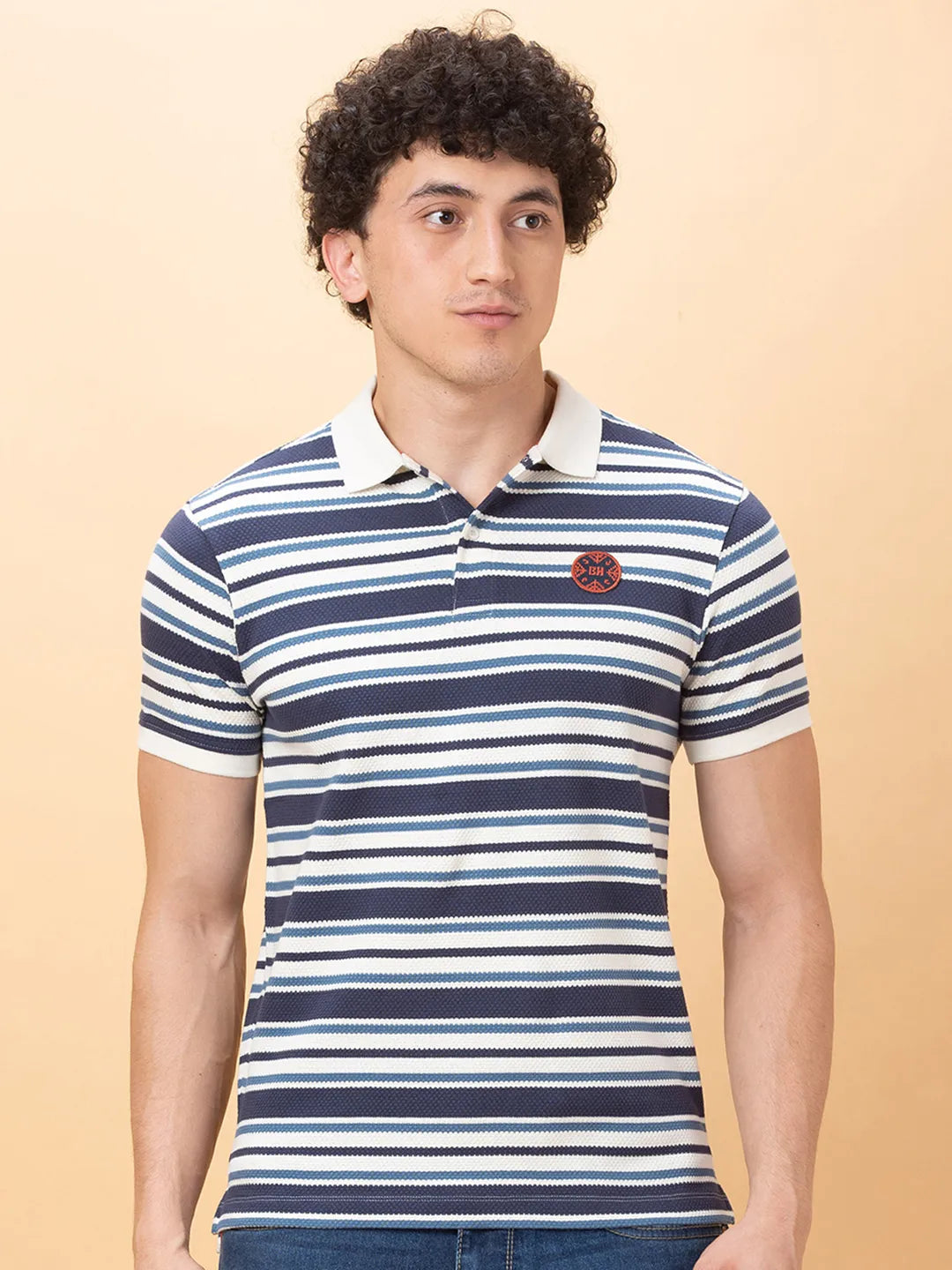 Being Human Clothing Mens-Top Polo Neck Navy/White