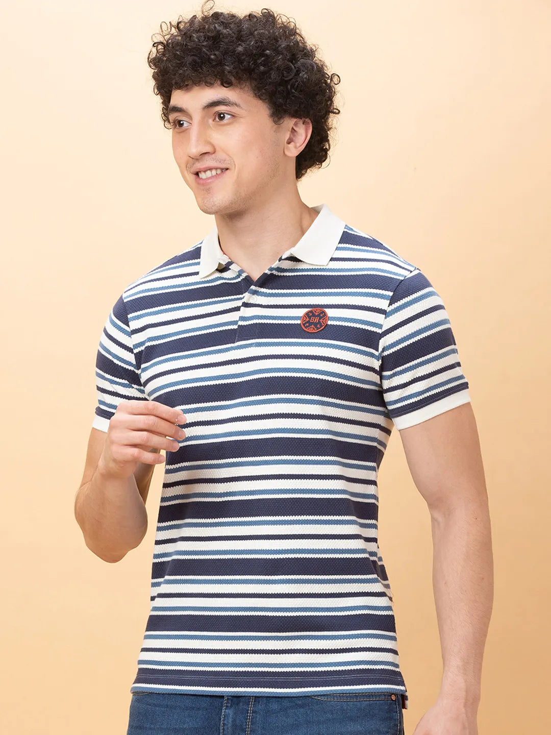 Being Human Clothing Mens-Top Polo Neck Navy/White