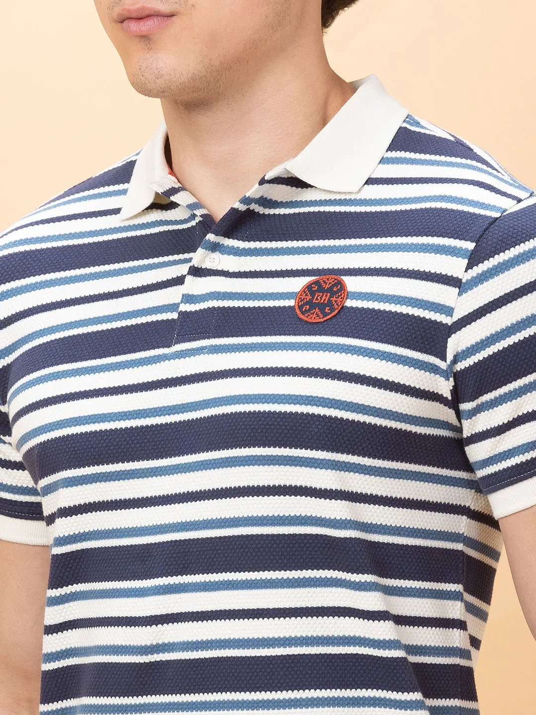 Being Human Clothing Mens-Top Polo Neck Navy/White