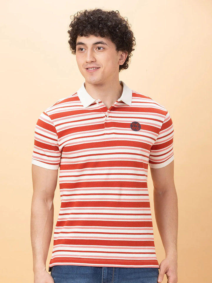 Rust Regular Fit Men's Polo T-Shirt by Being Human Clothing