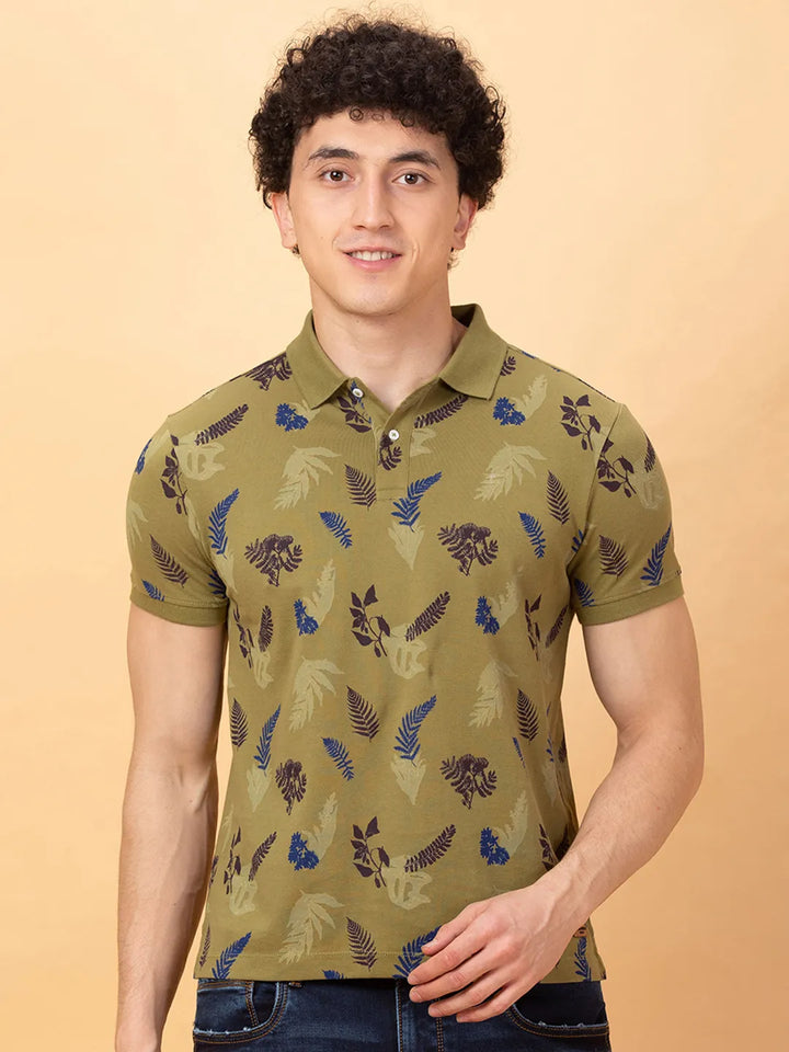 Olive Regular Fit Men's Polo T-Shirt by Being Human Clothing