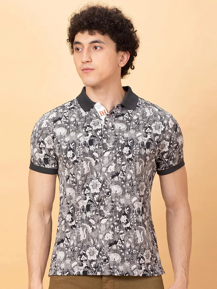 Charcoal Regular Fit Men's Polo T-Shirt by Being Human Clothing
