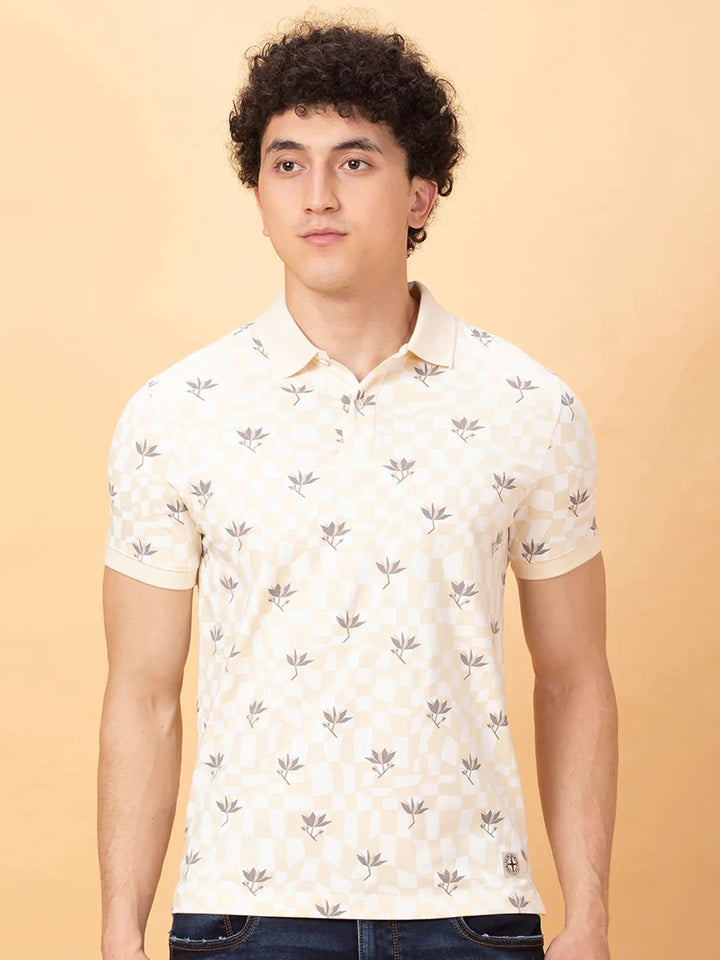 Off White Regular Fit Men's Polo T-Shirt