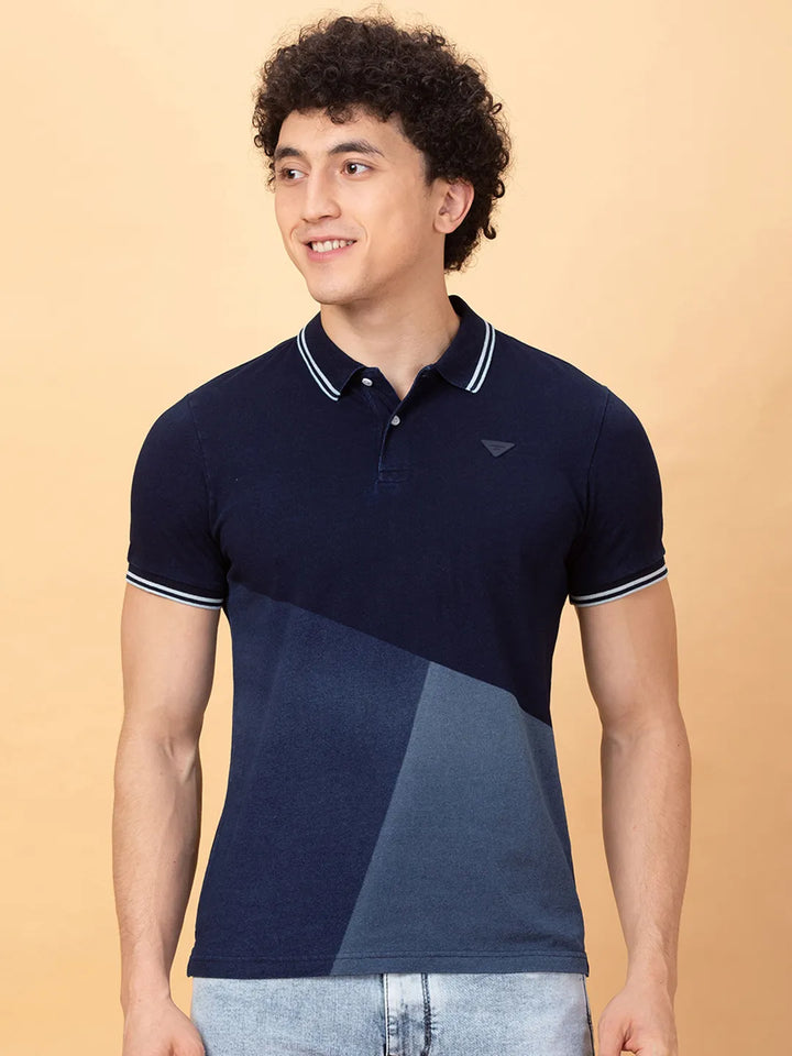 Indigo Regular Fit Men's Polo T-Shirt by Being Human Clothing