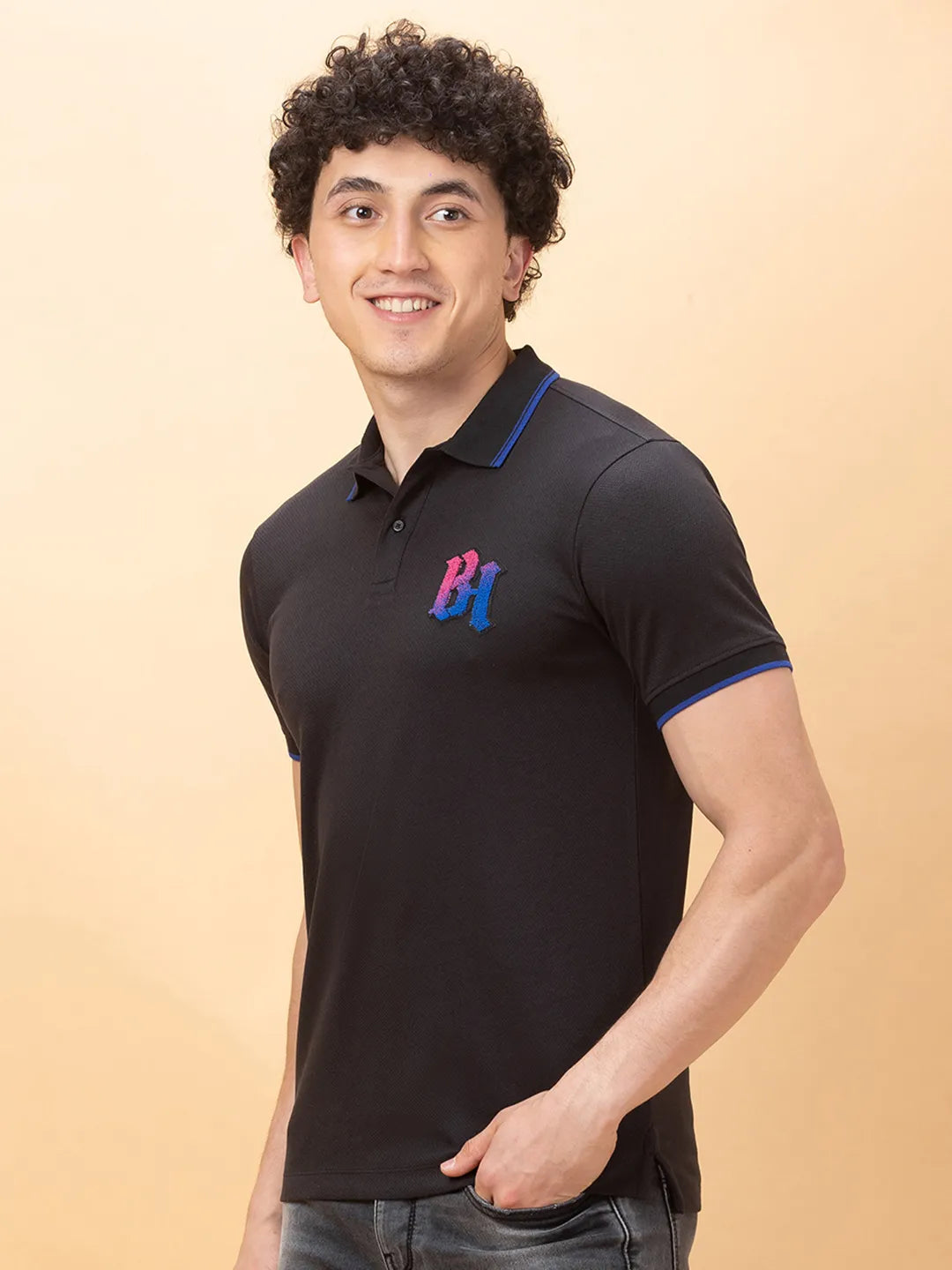 Being Human Clothing Mens-Top Polo Neck Black