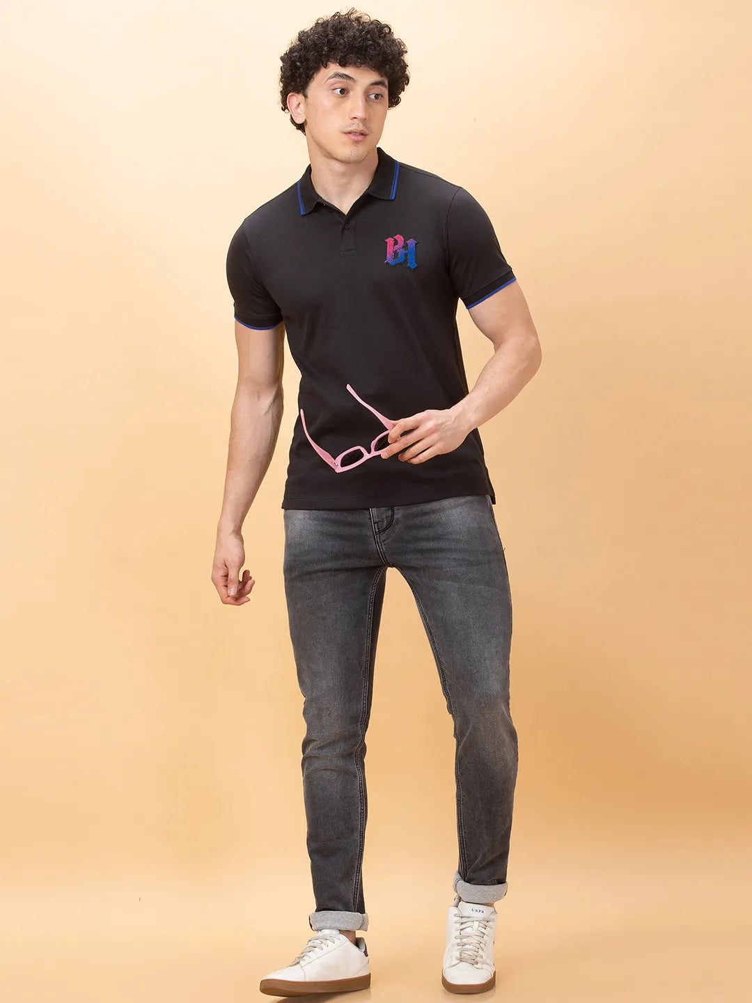 Being Human Clothing Mens-Top Polo Neck Black