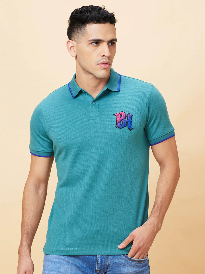 Dark Green Regular Fit Men's Polo T-Shirt