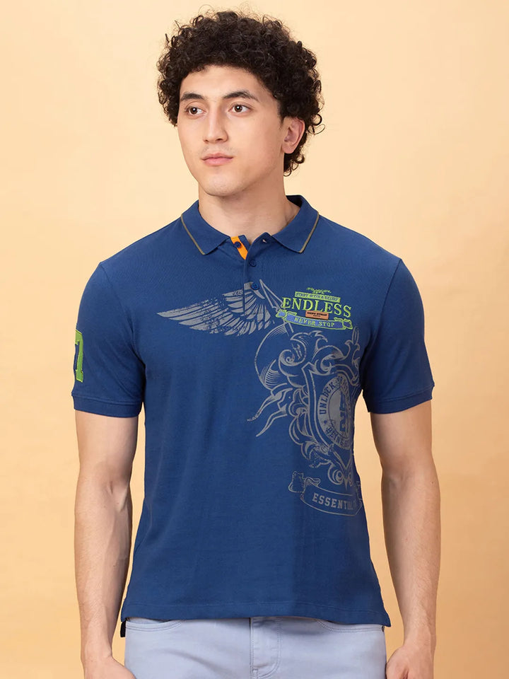 Navy Regular Fit Men's Polo T-Shirt by Being Human Clothing