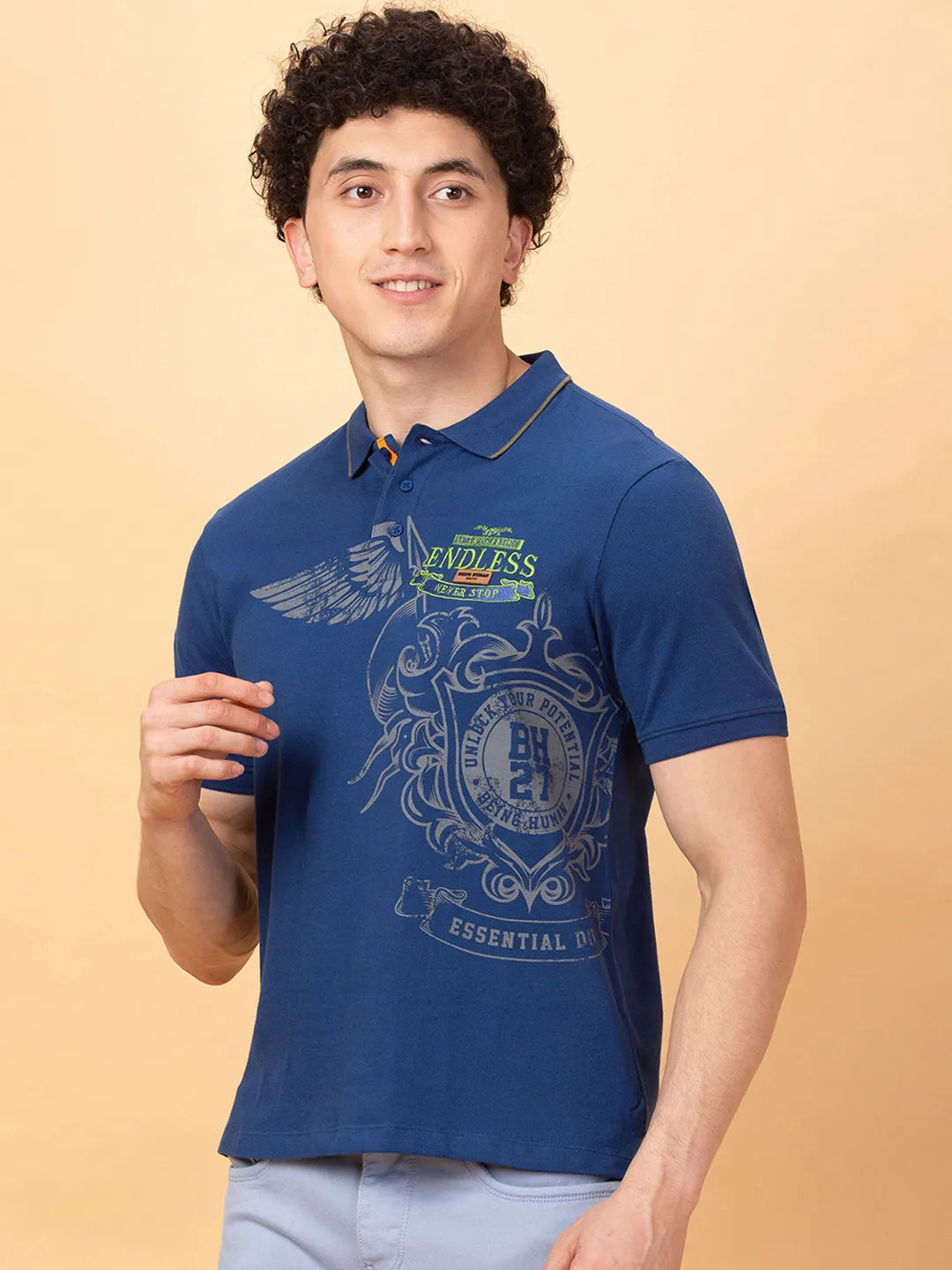 Being Human Clothing Mens-Top Polo Neck Navy