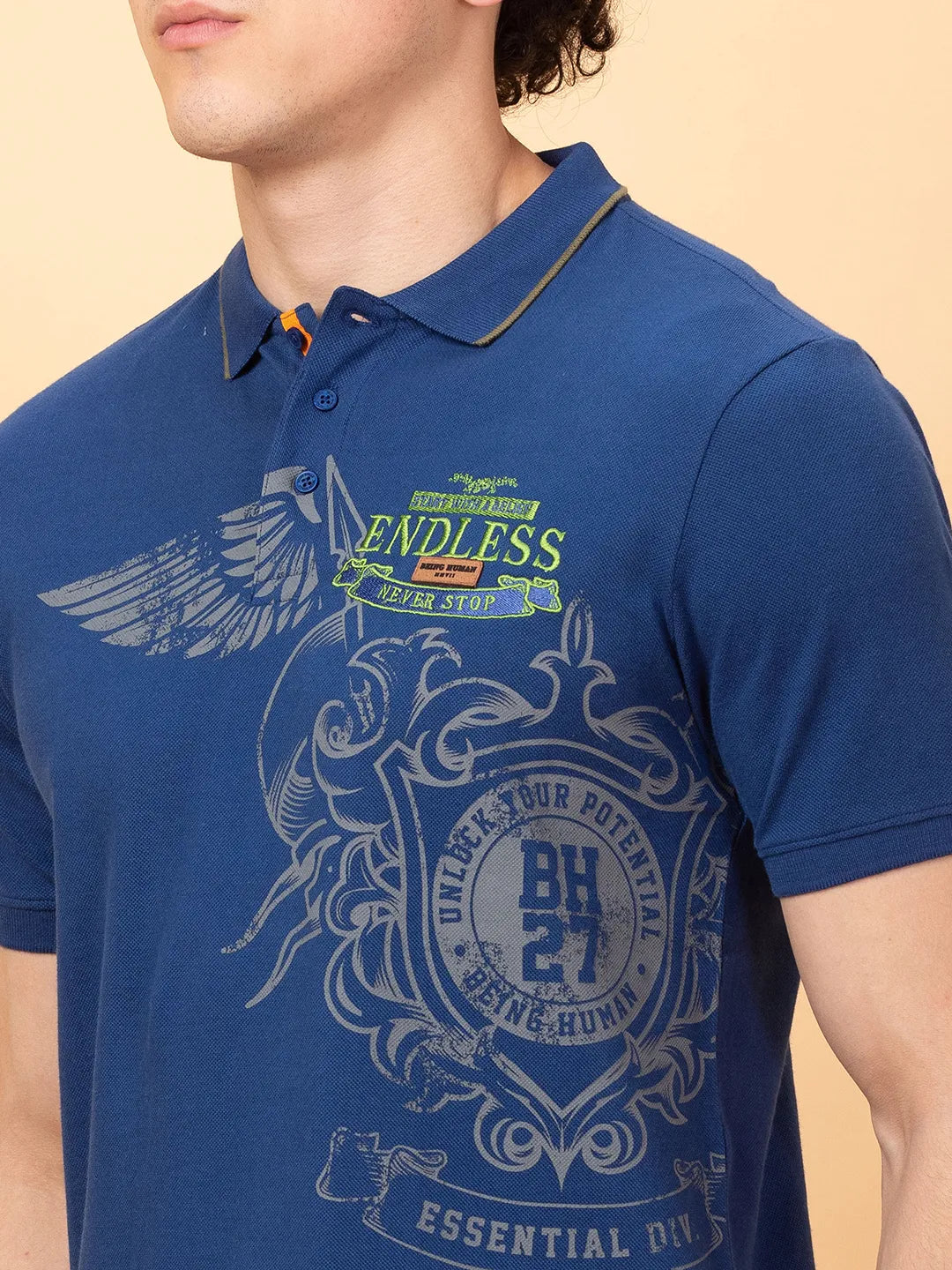 Being Human Clothing Mens-Top Polo Neck Navy