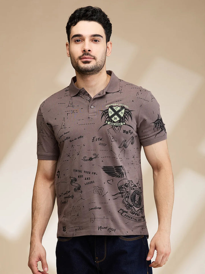 Dark Grey Regular Fit Men's Polo T-Shirt