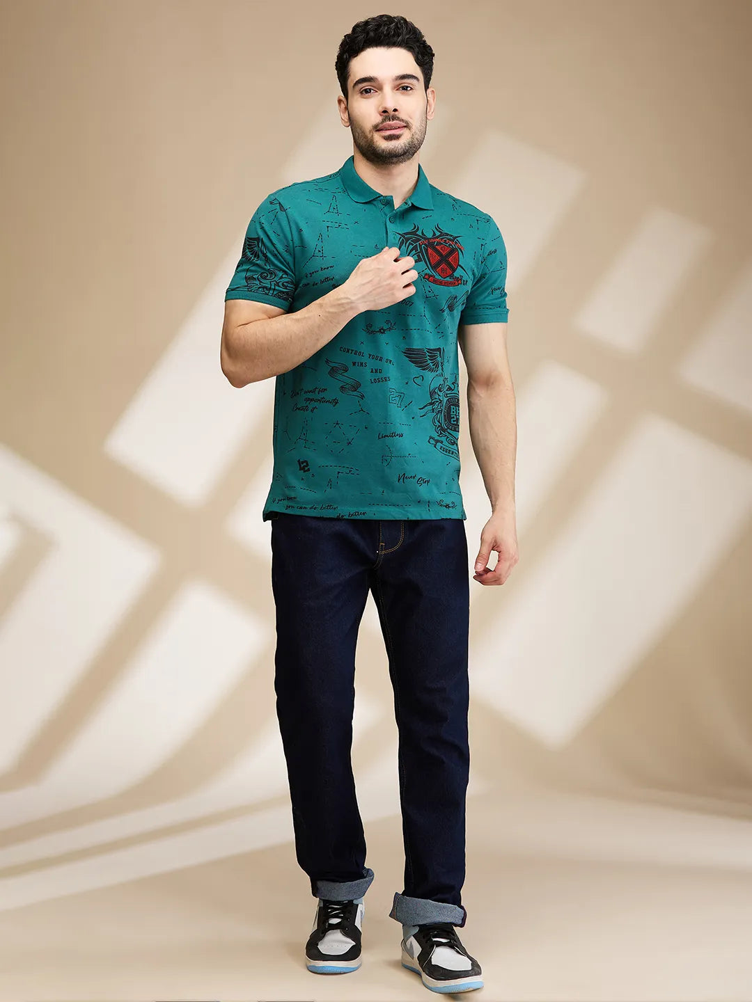 Green Regular Fit Men's Polo T-Shirt by Being Human Clothing