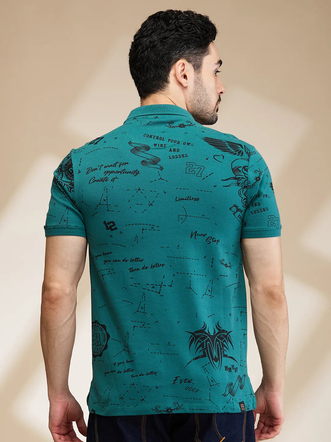 Green Regular Fit Men's Polo T-Shirt by Being Human Clothing