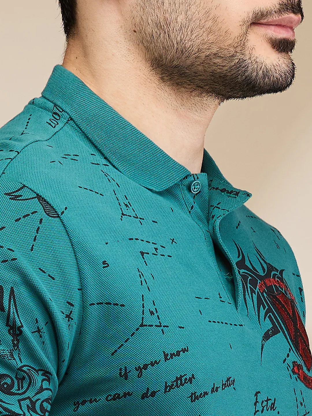 Green Regular Fit Men's Polo T-Shirt by Being Human Clothing