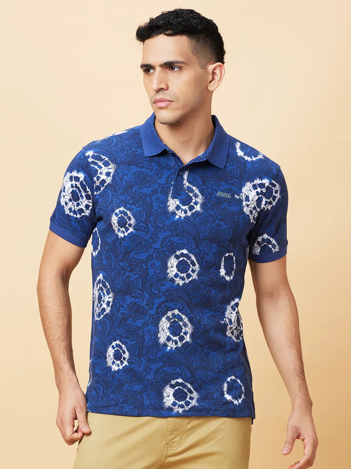 Teal Regular Fit Men's Polo T-shirt by Being Human Clothing