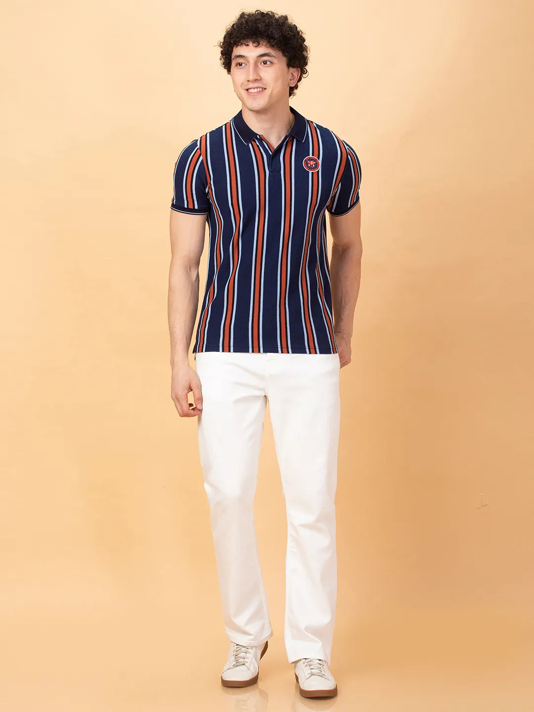 Being Human Clothing Mens-Top Polo Neck Indigo Stripe