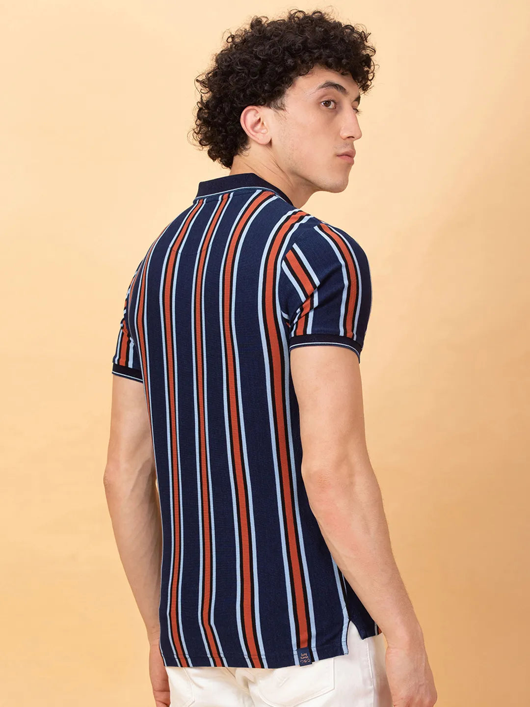 Being Human Clothing Mens-Top Polo Neck Indigo Stripe
