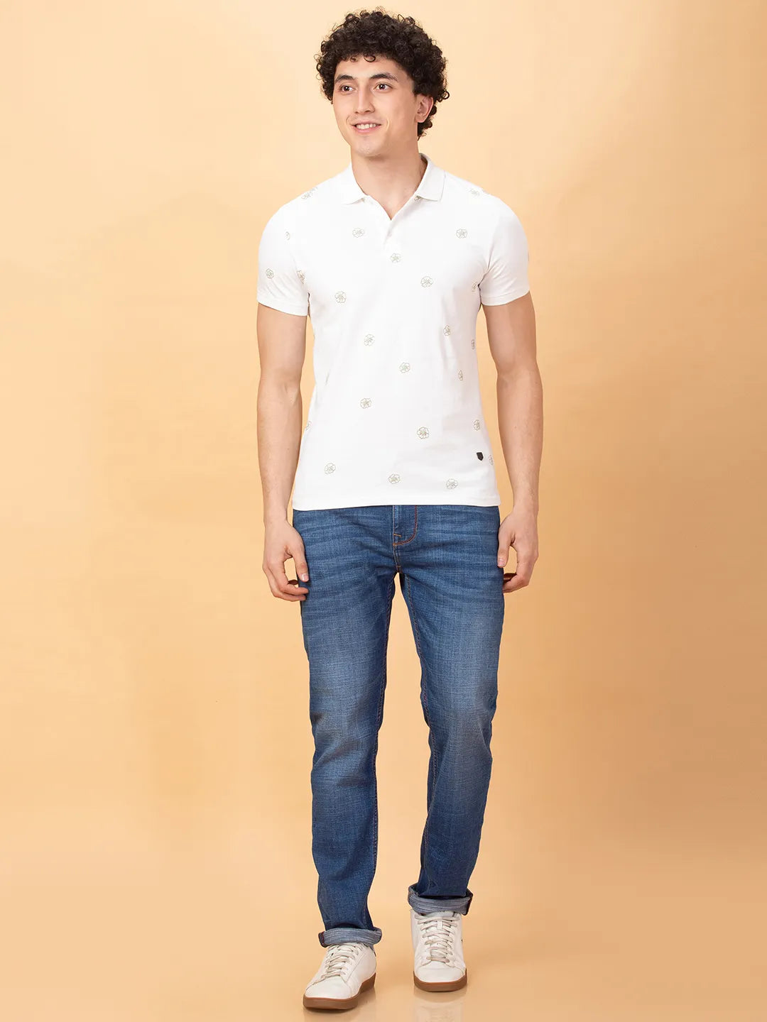 Regular Fit Off White Polo T-shirt -Being Human clothing
