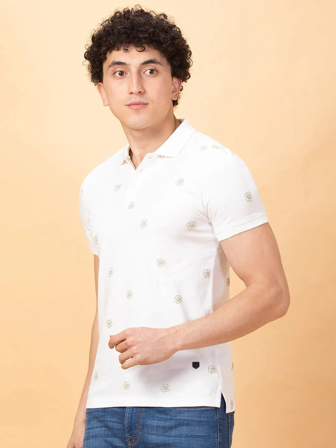 Regular Fit Off White Polo T-shirt -Being Human clothing