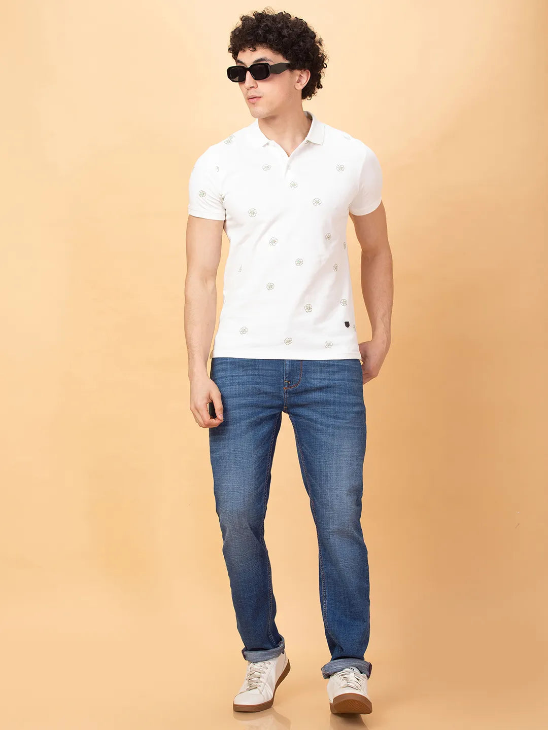 Regular Fit Off White Polo T-shirt -Being Human clothing