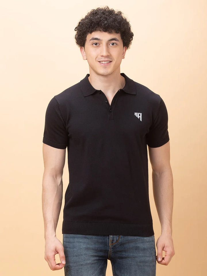 Black Regular Fit Men's Polo T-Shirt
