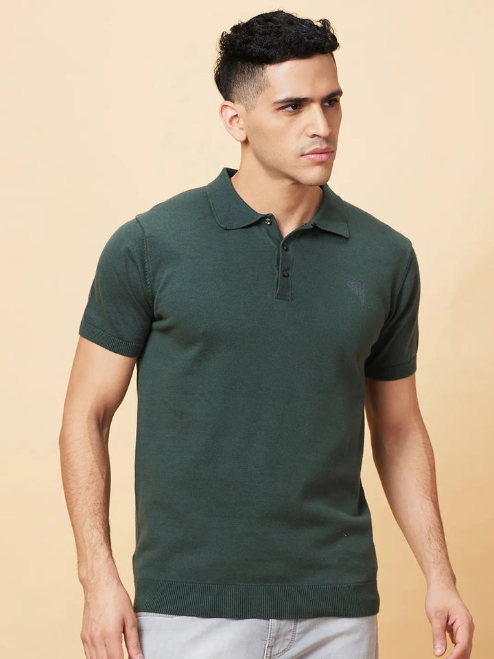 Green Regular Fit Men's Polo T-Shirt